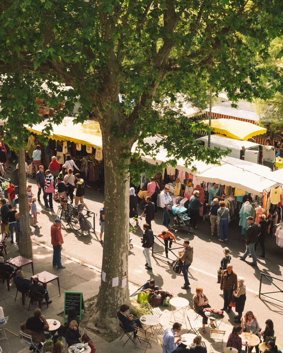 Market on a sunny day